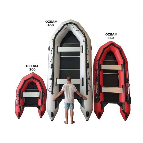 Pneumatic boat WHITE OZEAM 400 with full wooden floor and inflatable keel