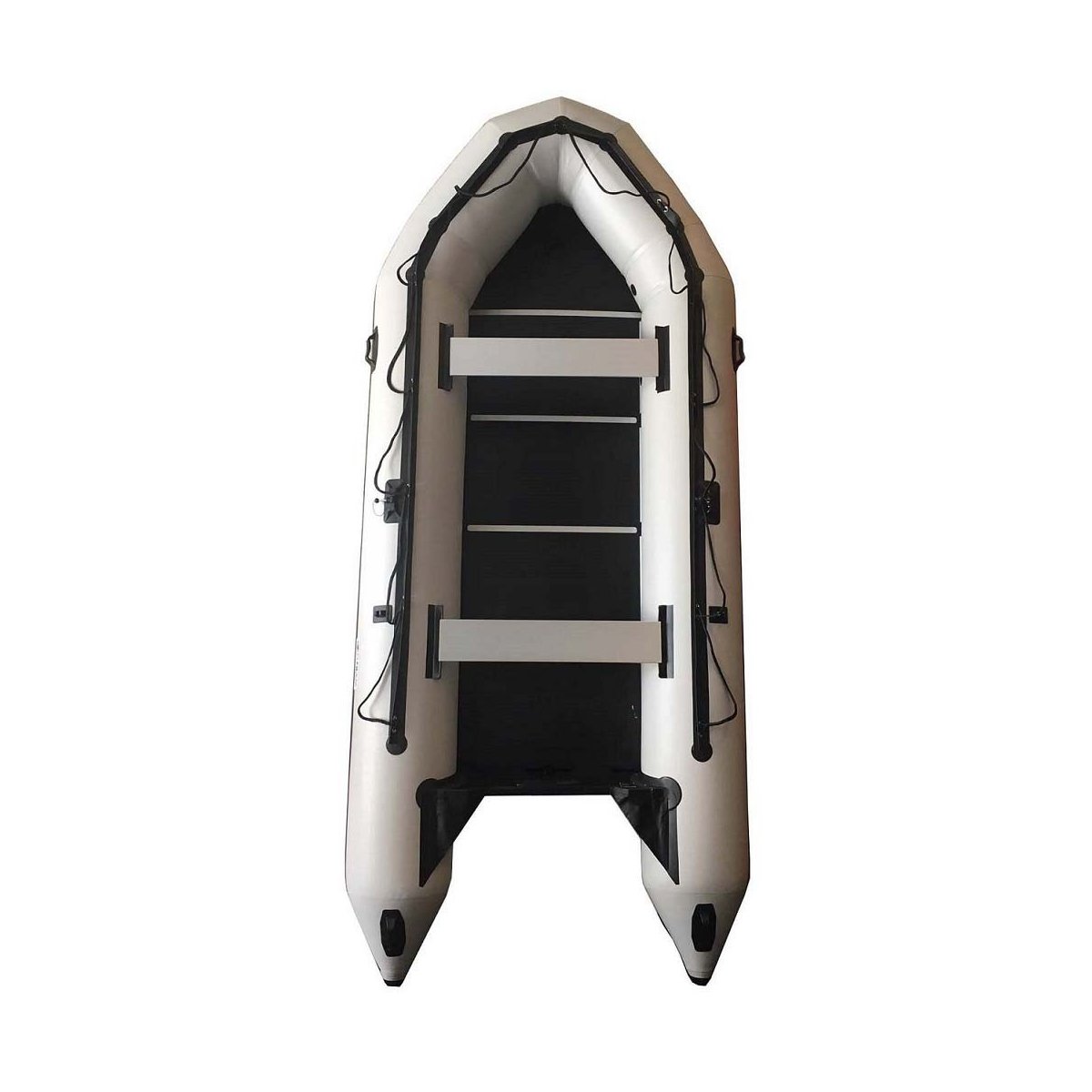 Embarcación neumática OZEAM 450 BLANCA con suelo completo de madera y quilla hinchable