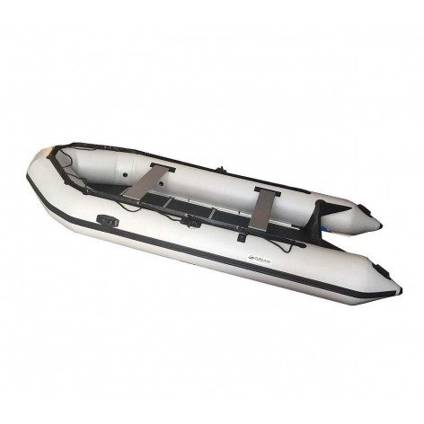 Pneumatic boat WHITE OZEAM 450 with full wooden floor and inflatable keel