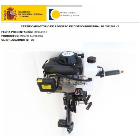 Motor SHERPA en el certificado de diseño industrial