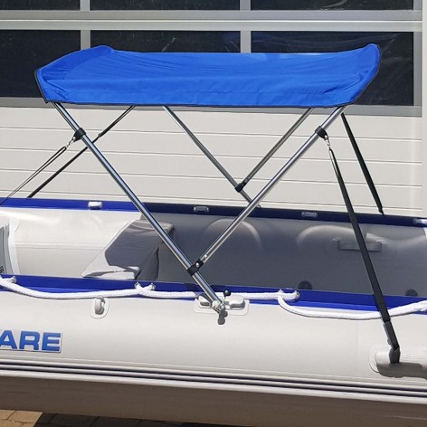 Blue bimini top for inflatable boat VIAMARE